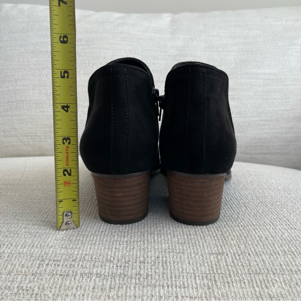 Fergie Black Ankle Booties with Wooden Heel and Zipper - Picture 7 of 12